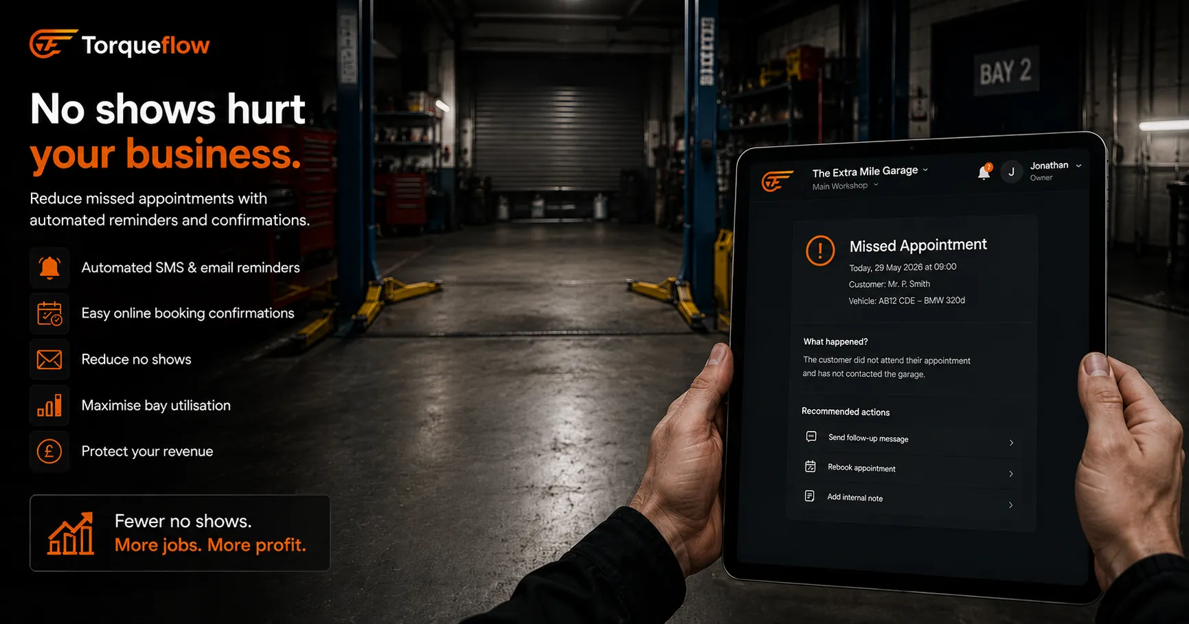Reduce no shows at garage with automated appointment reminders and booking confirmations
