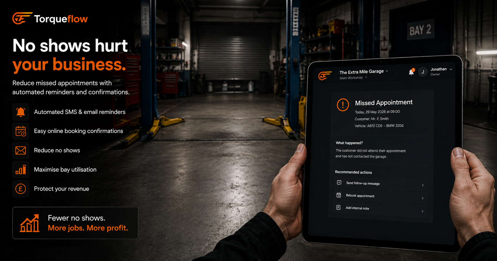Reduce no shows at garage with automated appointment reminders and booking confirmations